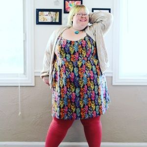 Cherry velvet rainbow feather dress